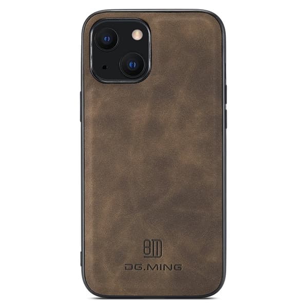 DG.MING Mobilskal till iPhone 15 Plus Hybrid PC+TPU+PU Läder - Brun