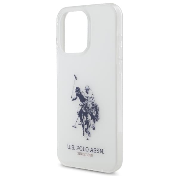 US Polo telefontaske til iPhone 15 Pro Max skinnende stort logo - hvid