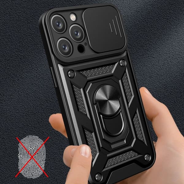 Mobilskal till iPhone 16 Pro Max Hybrid Armor Camshield - Svart Black