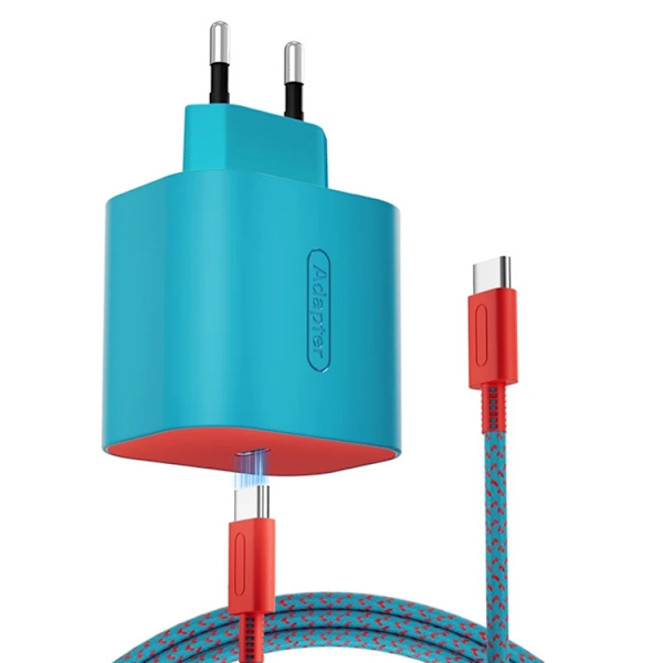 60W Snabbladdare För Nintendo Switch 2/Lite/OLED Spelkonsol Typ-C Blå