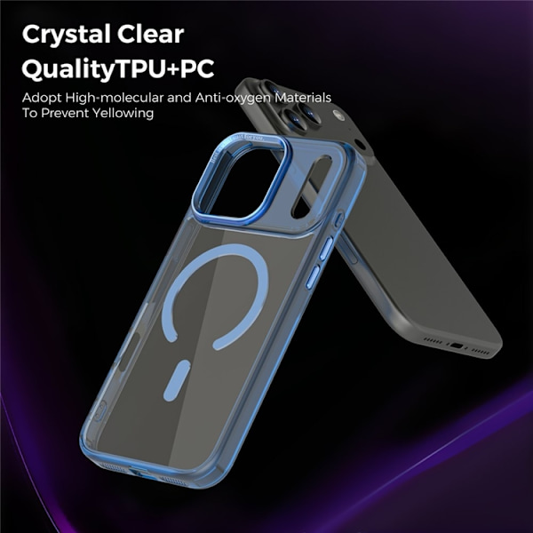 Mobilskal till iPhone 17 Pro MagSafe Transparent TPU+PC - Blå Blå
