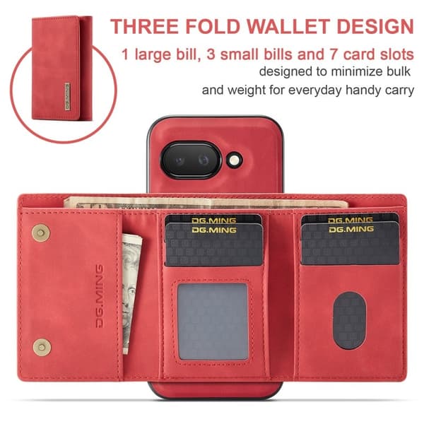 DG.MING M1 Series Mobilskal till Google Pixel 9a Kickstand PU Röd