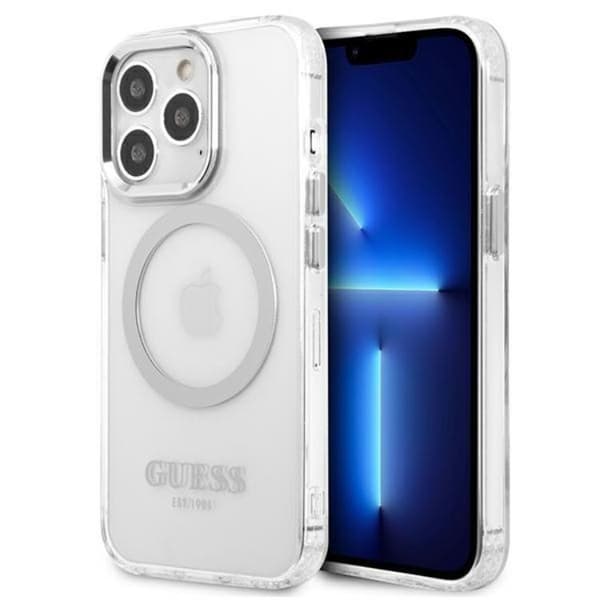 Guess iPhone 13 Pro Skal Magsafe Metal Outline - Silver Silver