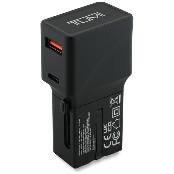 TUMI Rejseopladeradapter 25W USB-C/USB-A+USB-C/USB-C-kabel - sort