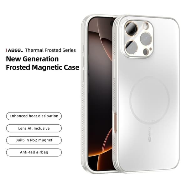 ABEEL Mobilskal till iPhone 16 Pro Max Magnetisk TPU PC Kyl Matt Vit