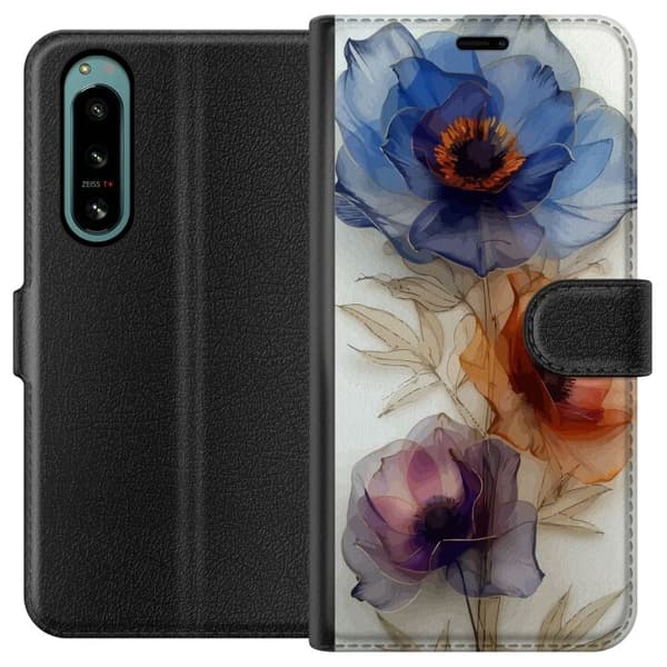 Pung Taske til Sony Xperia 5 IV med silkeblomster