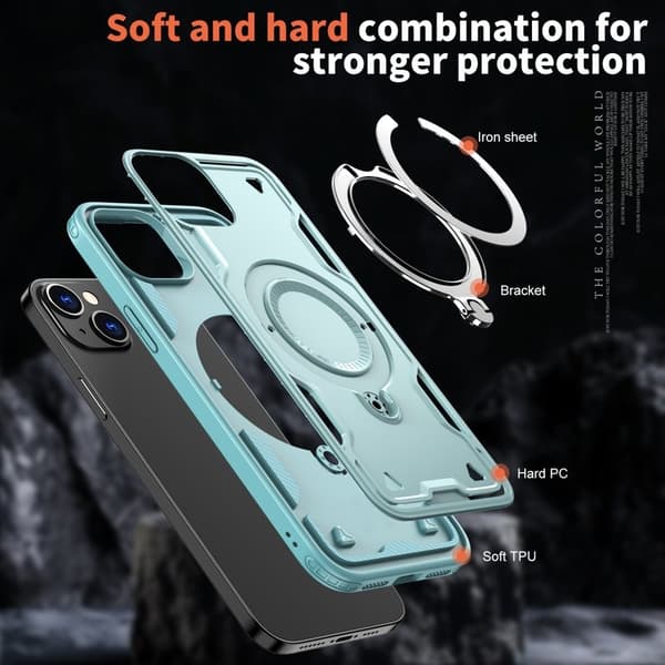 Mobilskal till iPhone 14/13 Plast Militärskydd Kickstand - Blå