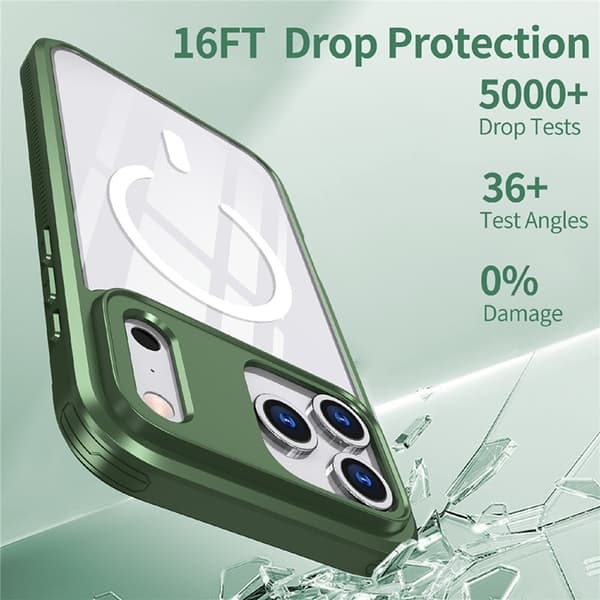 Mobilskal till iPhone 17 Pro Max MagSafe TPU + PC Clear - Olivgrön Grön