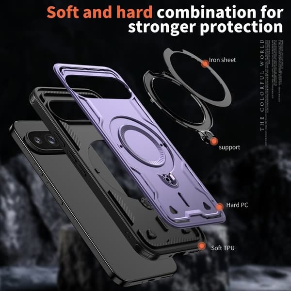 Mobilskal till Google Pixel 9 Pro XL Plast Militärskydd Kickstand - Lila