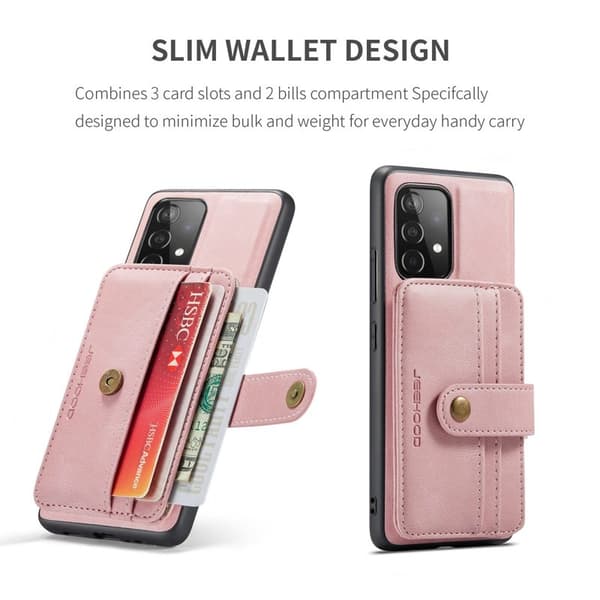 JEEHOOD Samsung Galaxy A52 4G/5G Plånboksfodral Konstläder Rosa