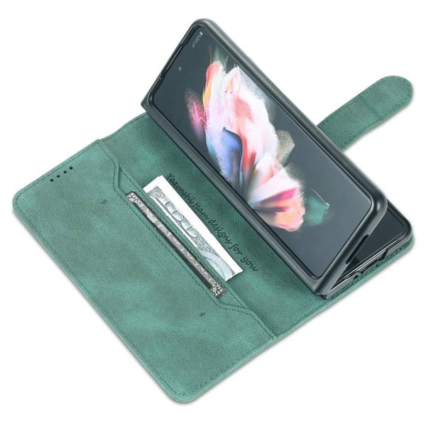 AZNS Samsung Galaxy Z Fold4 Plånboksfodral Konstläder - Grön