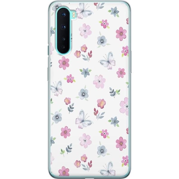 OnePlus Nord mobiltaske med blomster og sommerfugle