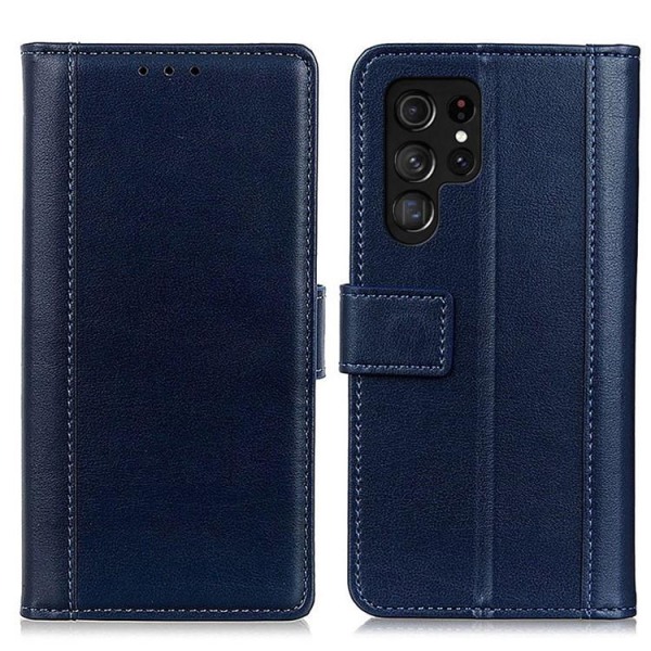 KHAZNEH Galaxy S23 Ultra Wallet Case Stand Flip PU nahka - Bl