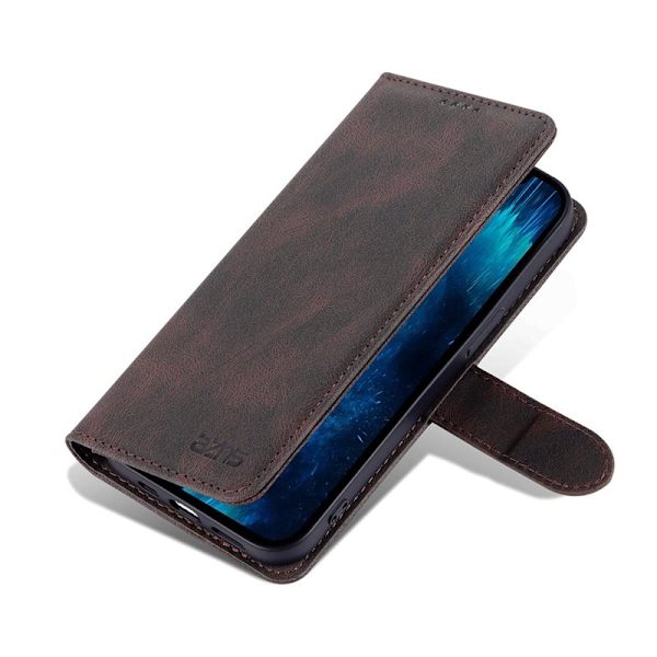 AZNS iPhone 13 Pro Plånboksfodral Konstläder - Ställfunktion - Brun