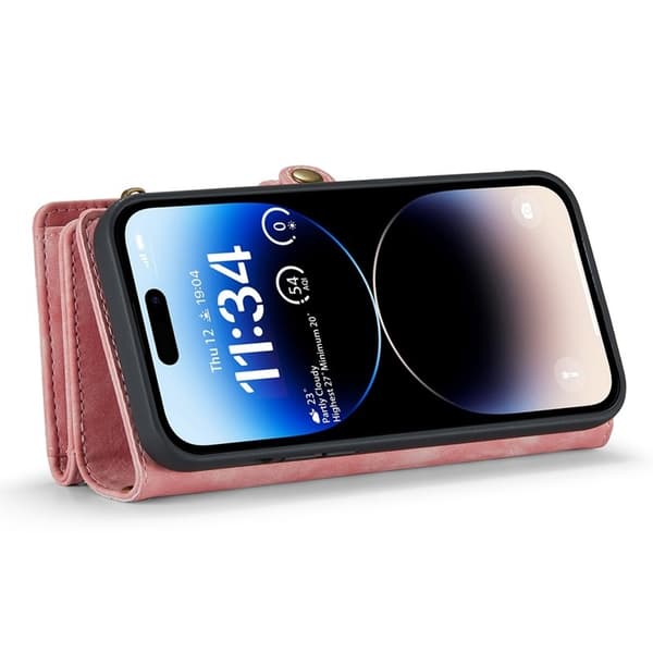 CASEME 008 Series Mobilskal till iPhone 13 Pro Max 2-i-1 TKonstLäder Rosa