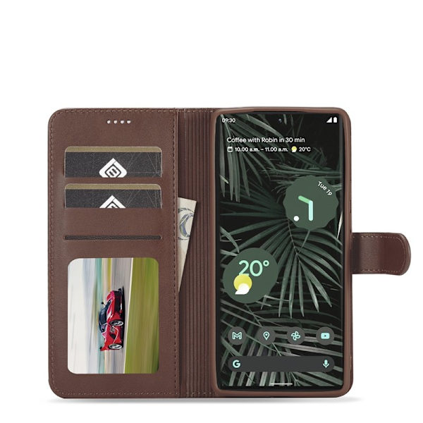 LC.IMEEKE Google Pixel 6 Pro Plånboksfodral Konstläder - Brun
