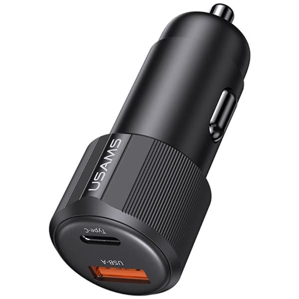 USAMS Billaddare 60W 1xUSB-A 1xUSB-C YT - Svart Svart