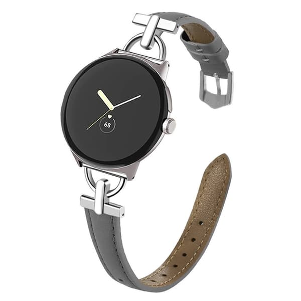 Google Pixel Watch 2/3 (41mm) Armband Äkta Cow Läder - Grå Grå