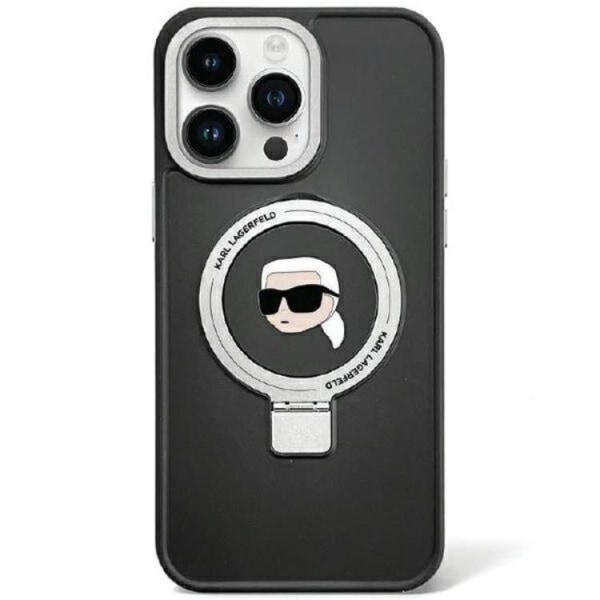 KARL LAGERFELD iPhone 15/14 Plus Mobilskal MagSafe Ring Stand Svart