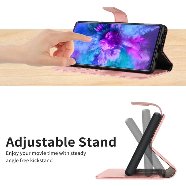 OnePlus Nord 5 Plånboksfodral Litchi Imprint - Rosa Rosa