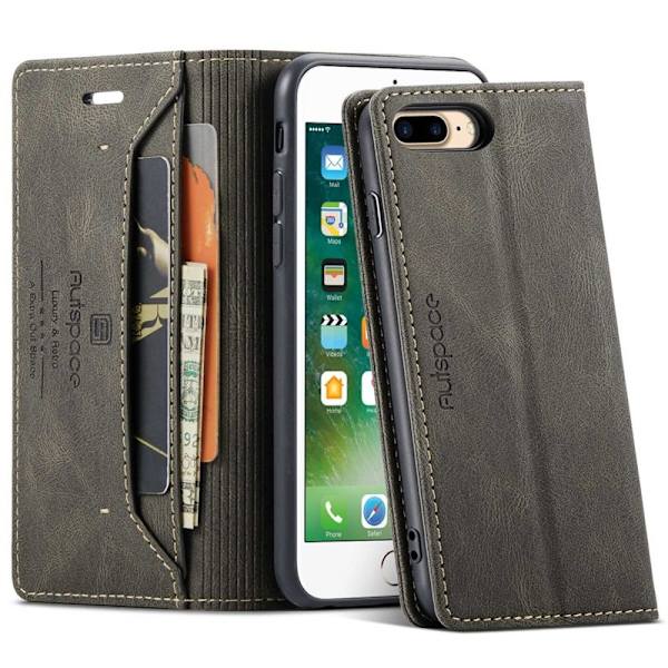 AUTSPACE A01 iPhone 6 Plus/7 Plus/8 Plus Plånboksfodral Konstläder - Brun