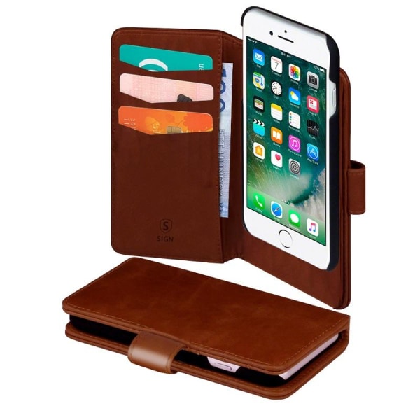 SiGN Wallet Case 2-in-1 iPhone 7/8 Plus -puhelimelle - ruskea Brown