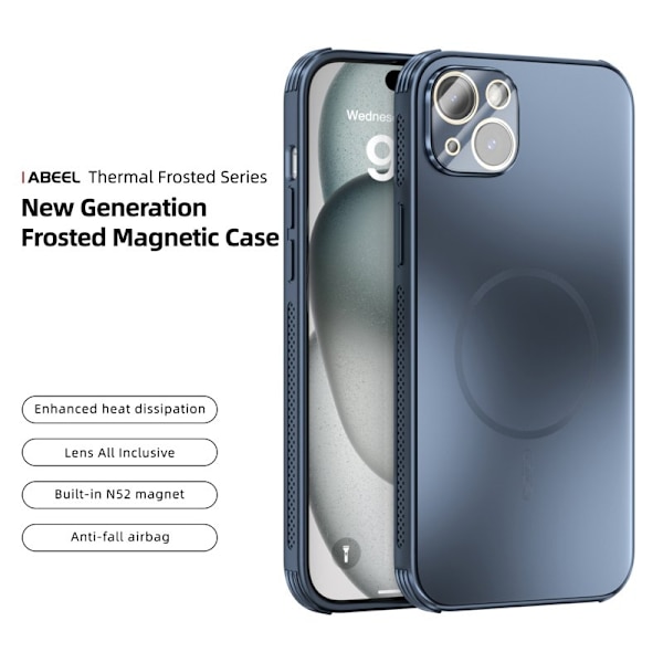 ABEEL Mobilskal till iPhone 15 Plus Magnetiskt TPU PC Kylmatte Blå