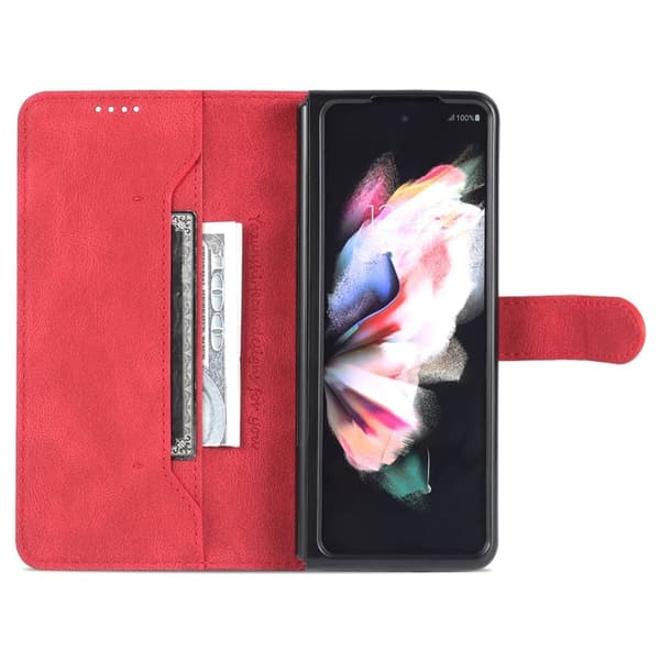 AZNS Samsung Galaxy Z Fold5 Plånboksfodral Konstläder - Röd