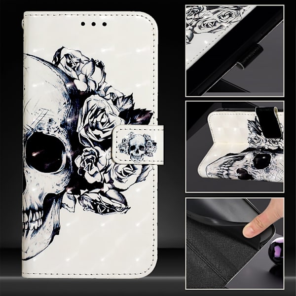 iPhone 17 Pro Plånboksfodral Printing Pattern Med Strap Vit