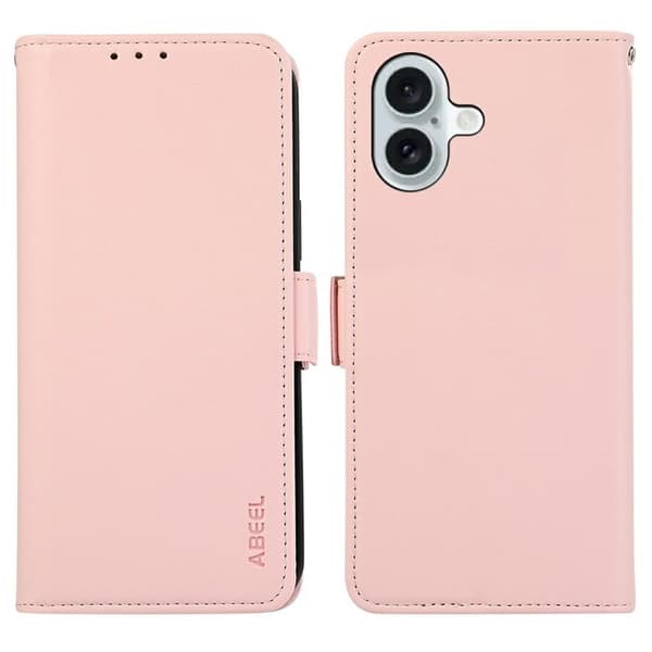 ABEEL iPhone 17 Plånboksfodral Konstläder med RFID-Skydd - Rosa