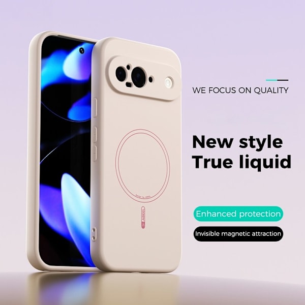 ABEEL Mobilskal till Google Pixel 9 Pro MagSafe Liquid Silicone Beige