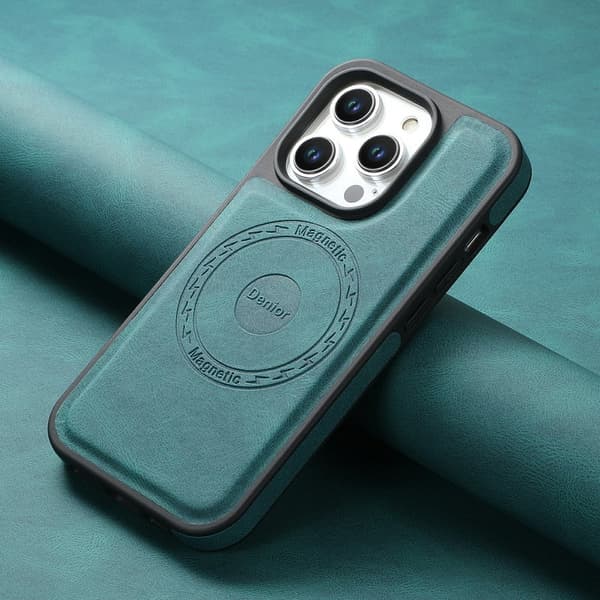 DENIOR A13 Mobilskal till iPhone 15 Pro Max PU Läder Coated PC - Grön