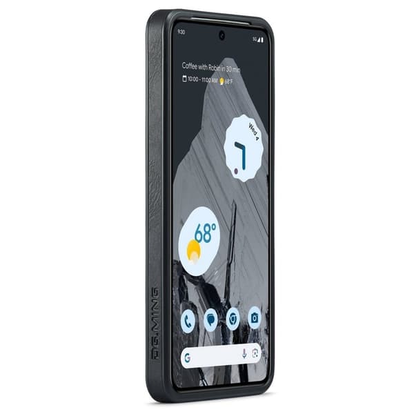 DG.MING Mobilskal till Google Pixel 8 Pro PU Läder Stöttålig Svart