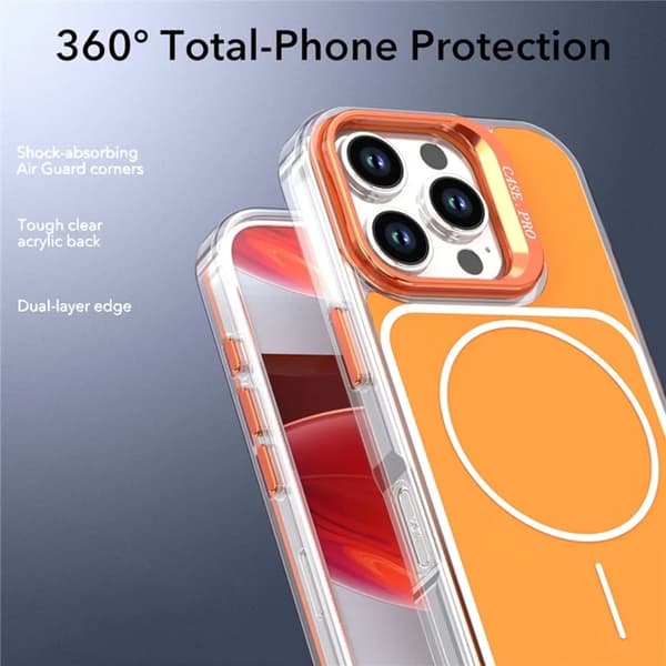 Mobilskal till iPhone 16 Pro Max MagSafe Lens Kickstand med Handrem - Orange Orange
