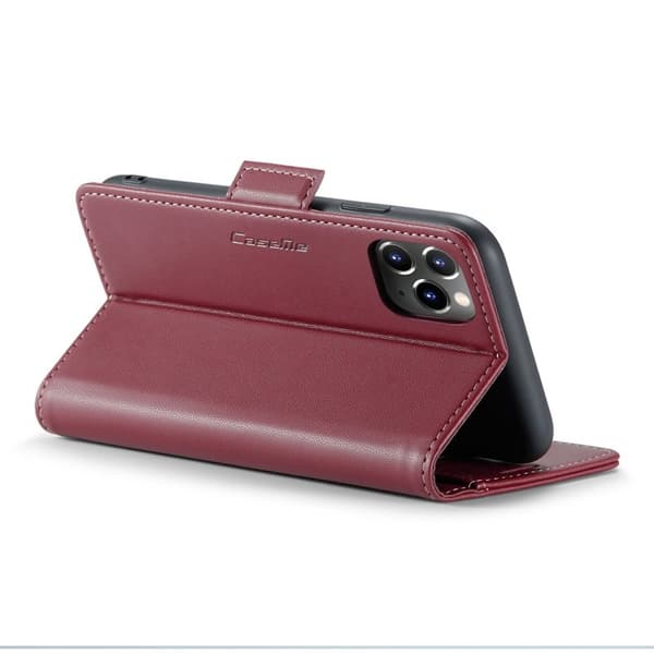 CASEME iPhone 11 Pro Max Plånboksfodral Konstläder RFID-Skydd Röd