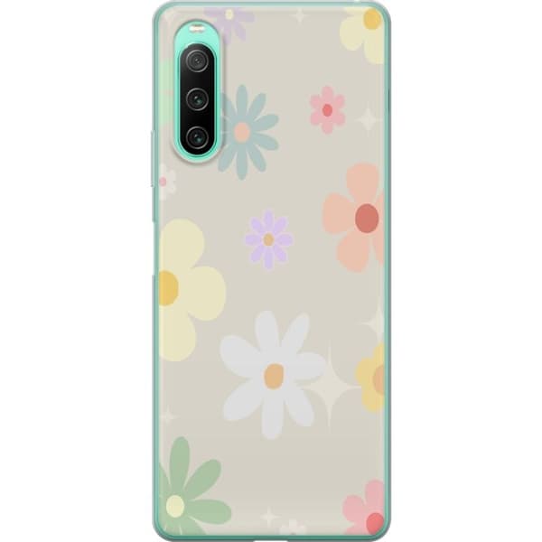 Telefontaske til Sony Xperia 10 IV med fejede blomster