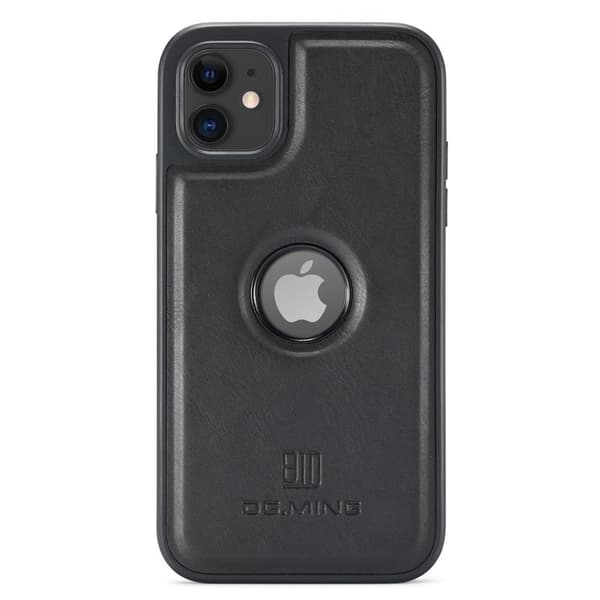 DG.MING Mobilskal till iPhone 11 PU Läder Coated PC+TPU Hybrid Svart
