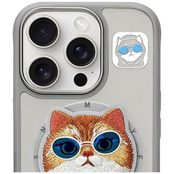 Nimmy Telefontaske til iPhone 16 Pro Max MagSafe Briller Cool Cat - Grå Grå