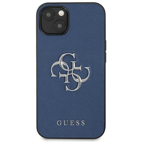 Guess Saffiano 4G Metal Logo Cover iPhone 13 mini - Blå Blue