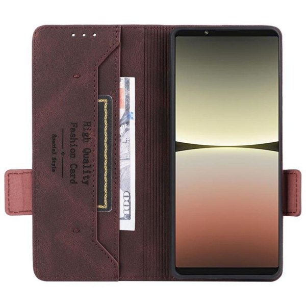 Sony Xperia 5 IV Wallet Case Decor Magneettinen lukko - ruskea