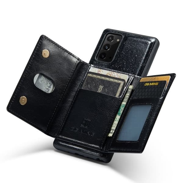 DG.MING M3 Series Konstläder Plånboksfodral för Samsung Galaxy Note20 5G - Svart