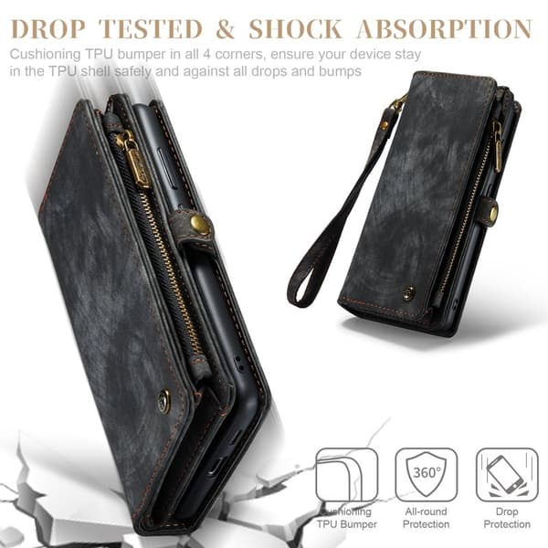CASEME 008 Series Samsung Galaxy S23+ Plånboksfodral Konstläder Svart