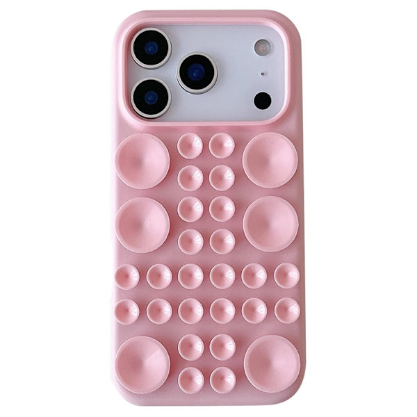 Mobilskal till iPhone 17 Pro Max Sugkopp Silikon med Tygfoder - Rosa Rosa