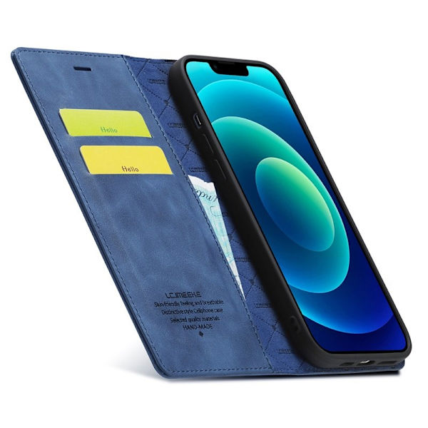 LC.IMEEKE iPhone 15 Plus Plånboksfodral Konstläder- Blå