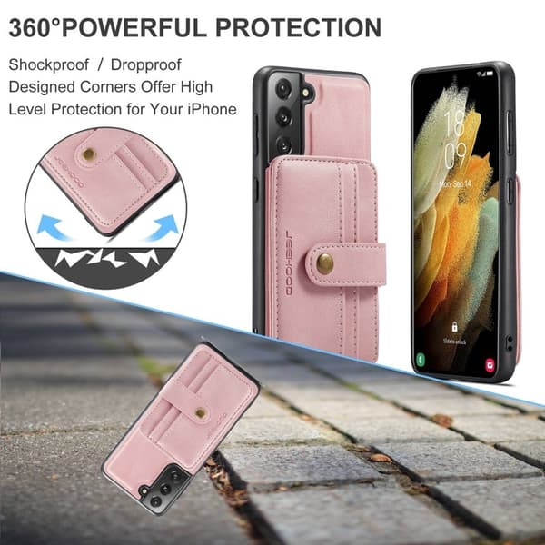 JEEHOOD Detachable Konstläder Plånboksfodral Samsung Galaxy S20 Plus 4G/5G Rosa
