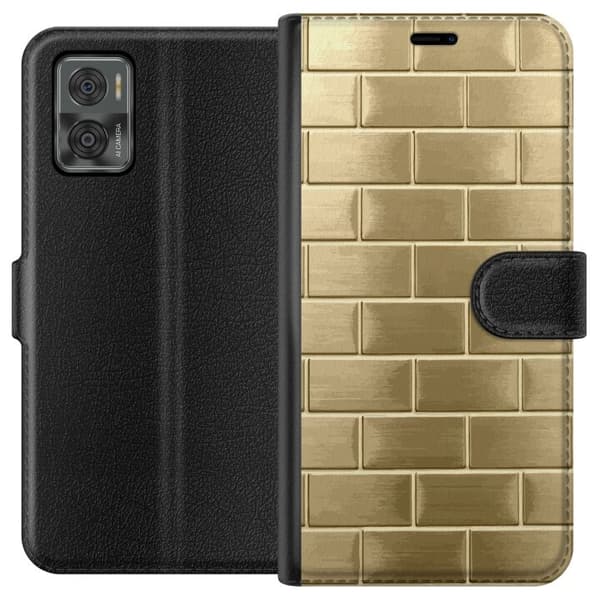 Plånboksfodral till Motorola Moto E22i med Gyllene Murstenar