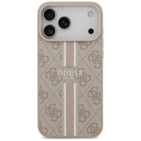 Guess telefontaske til iPhone 17 Pro Max MagSafe 4G trykte striber - lyserød Rosa