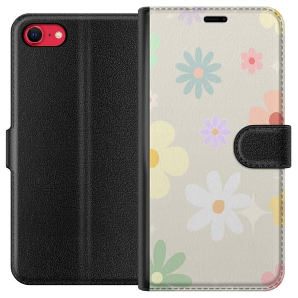 Plånboksfodral till Apple iPhone SE (2020) med fejdande blommor