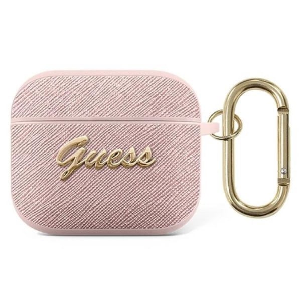 Guess Saffiano Script Metal Collection Skal AirPods 3 - Rosa