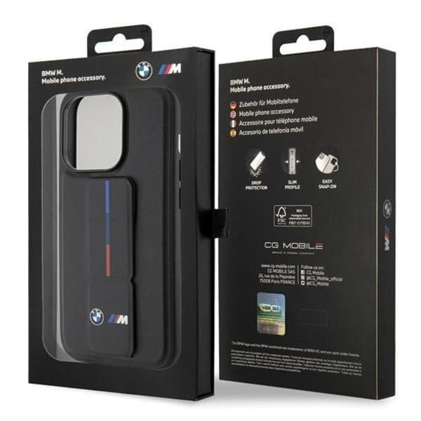 BMW telefontaske til iPhone 15 Pro Max Grip Hot Stamp - Sort Black